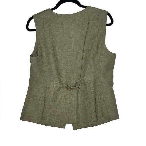 NWT J. Crew Linen Cutaway Vest Top in Green, C1544, Size M (10) - Picture 3 of 12